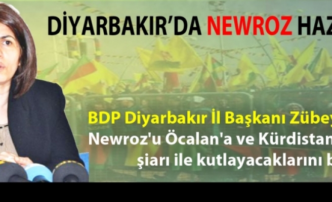 BDP Diyarbakır İl Başkanı Zübeyde Zümrüt, Newroz'u Öcalan'a ve Kürdistan'a özgürlük'şiarı ile kutlayacaklarını belirtTİ