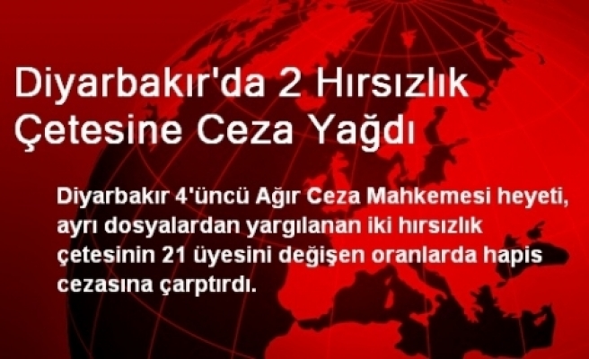 Diyarbakır'da 2 Hırsızlık Çetesine Ceza Yağdı