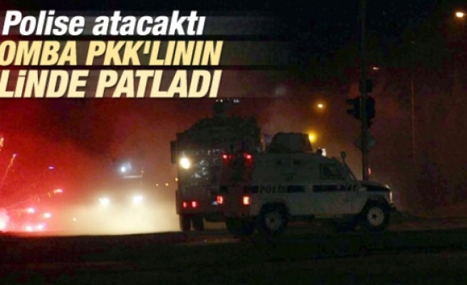 Diyarbakır'da göstericinin elinde bomba patladı