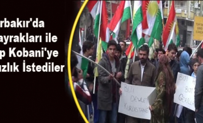 Diyarbakır'da Kürt Bayrakları ile Yürüyüp Kobani'ye Bağımsızlık İstediler