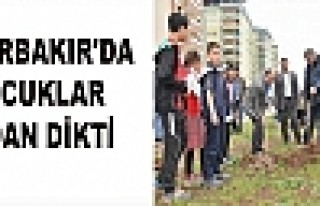 Diyarbakır'da çocuklar fidan dikti