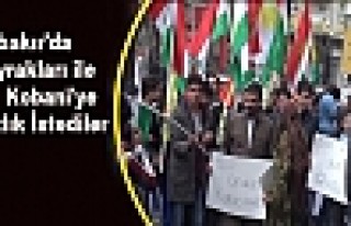 Diyarbakır'da Kürt Bayrakları ile Yürüyüp Kobani'ye...
